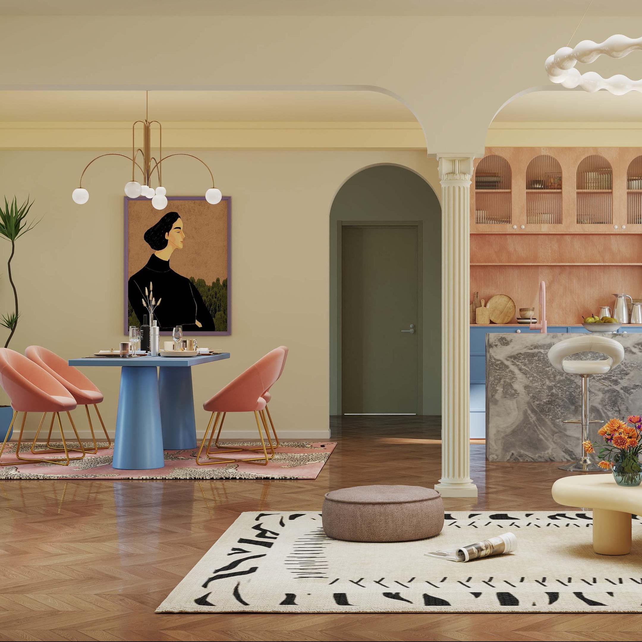 4-Piece Kitchen & Dining Bundle: Modern Velvet Accent Chair (Set of 2) + Height Adjustable Bar Stools (Set of 2)