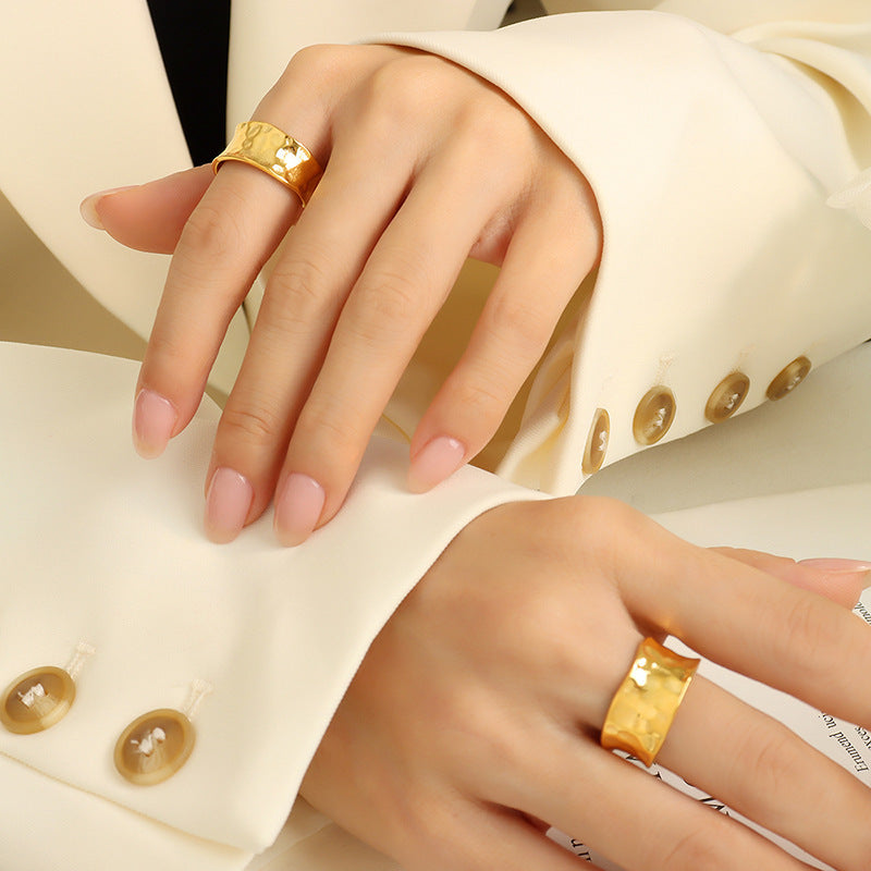 Uneven Handmade Ring Opening Design Titanium Steel