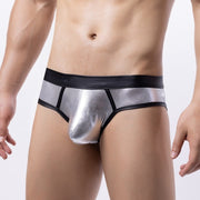 Men's New Bikini Swim Briefs Sexy Patent Leather Color Matching