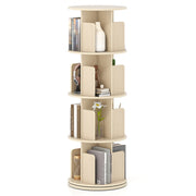 4-Tier Rotating Bookshelf 360° Display Rack with Dividers and Anti-falling Baffles-Natural