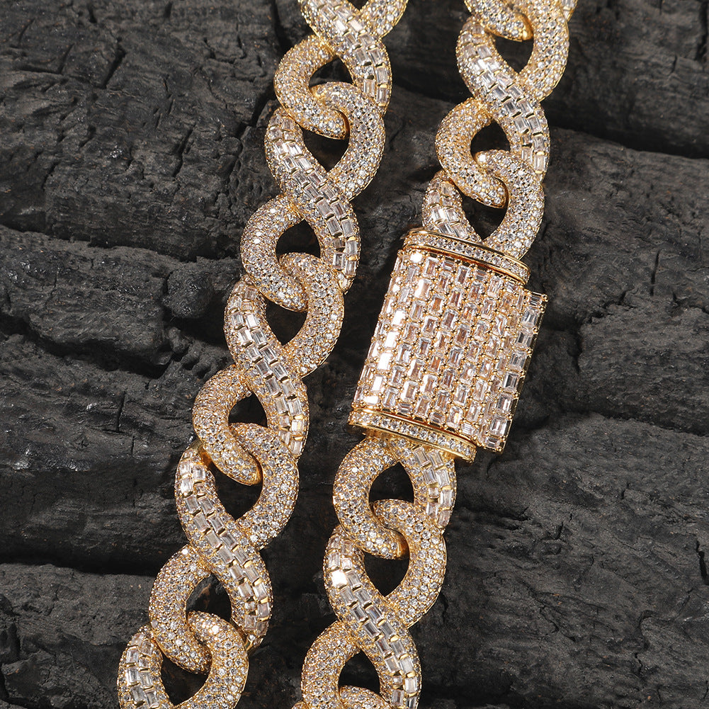 Hip Hop Necklace Silver Mixed Inlaid Zircon Personality High Sense Ornament