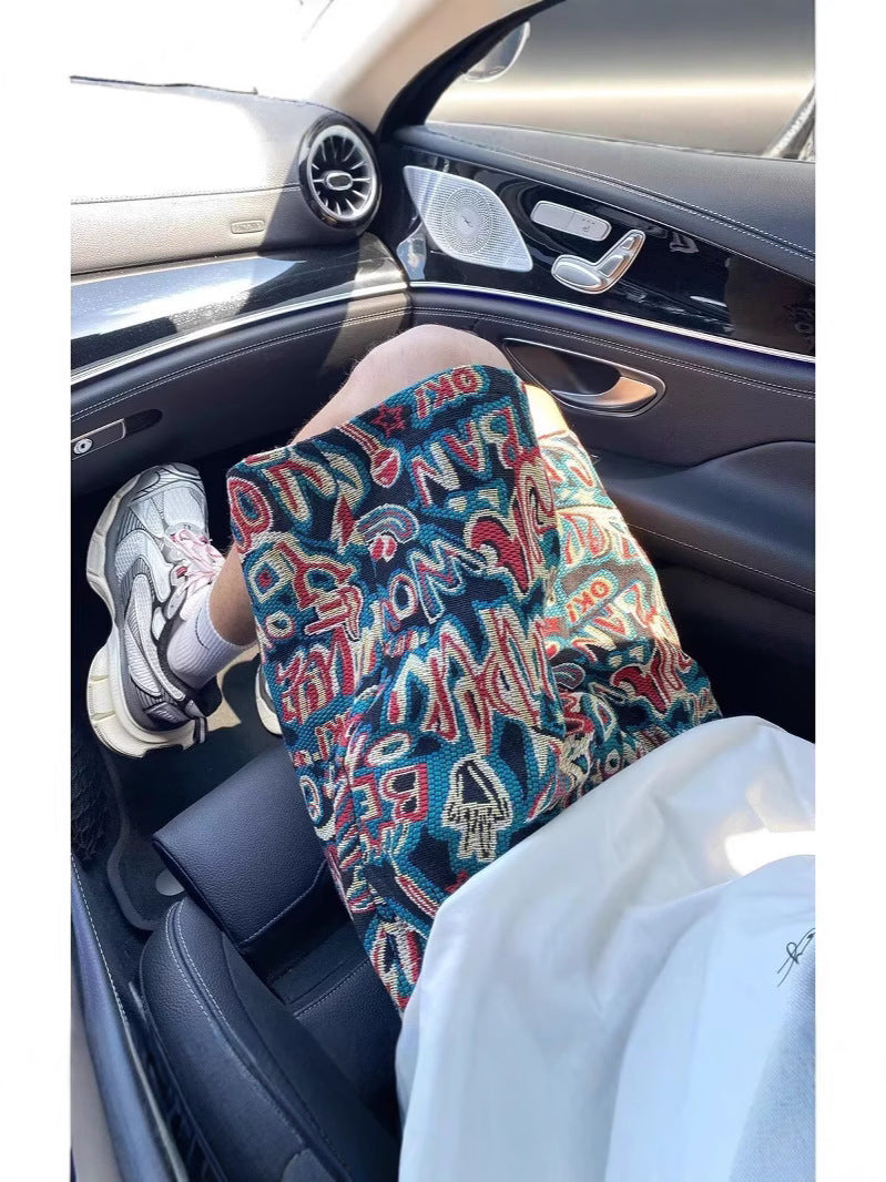 Summer New Fashion Printed Letter Graffiti Shorts Men