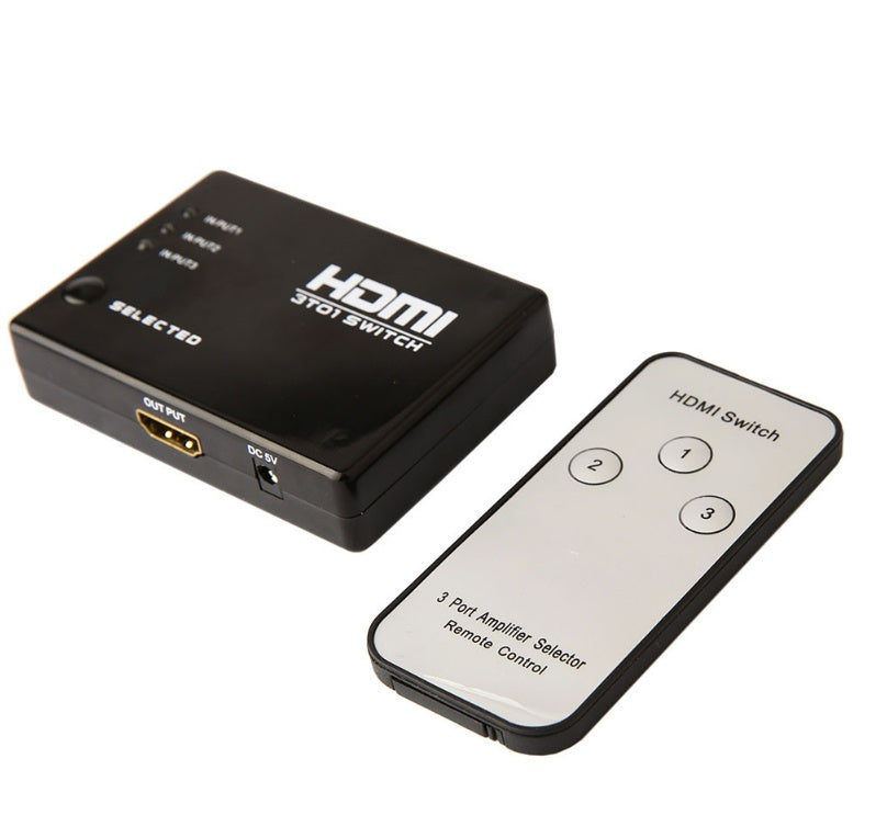 RobotSky CR2025 Battery 3 Port 1080P Video HDMI Switch Switcher Splitter IR Remote For HDTV PS3 DVD Promotion Hot Top Quality