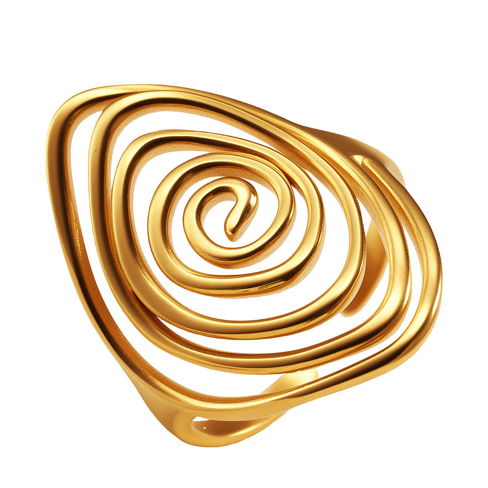 Geometric Spiral Laid Open Ring For Men And Women Retro High Sense