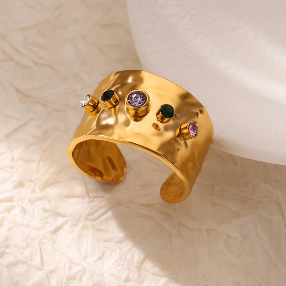 Open Ring Color Crystal Zircon Women