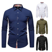 Casual Polo Collar Paisley Pattern Color Matching Casual Shirt