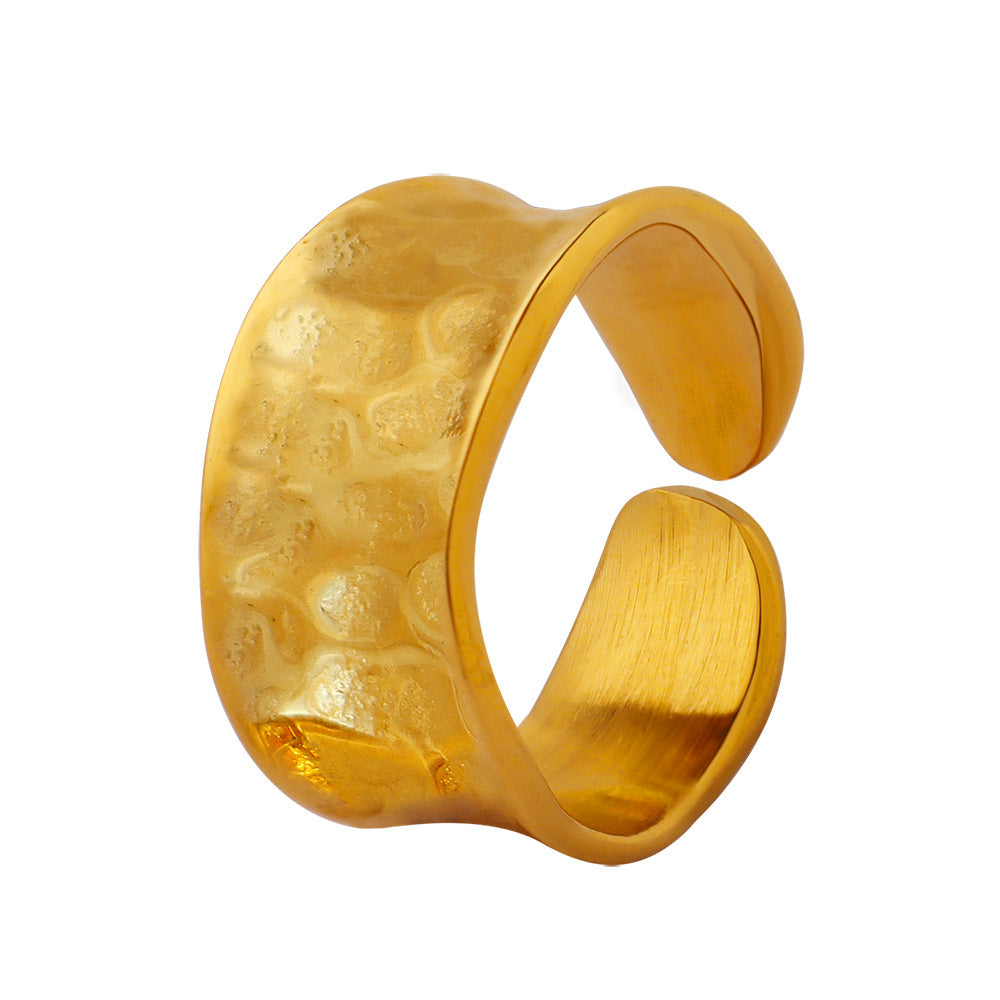 Uneven Handmade Ring Opening Design Titanium Steel