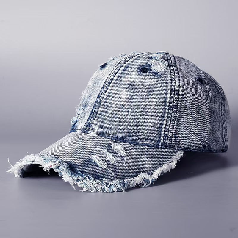 Washed Denim Burr Baseball Cap For Men And Women