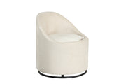 Barrel Chair with Storage 360° Swivel Upholstered Vanity Chair-Beige