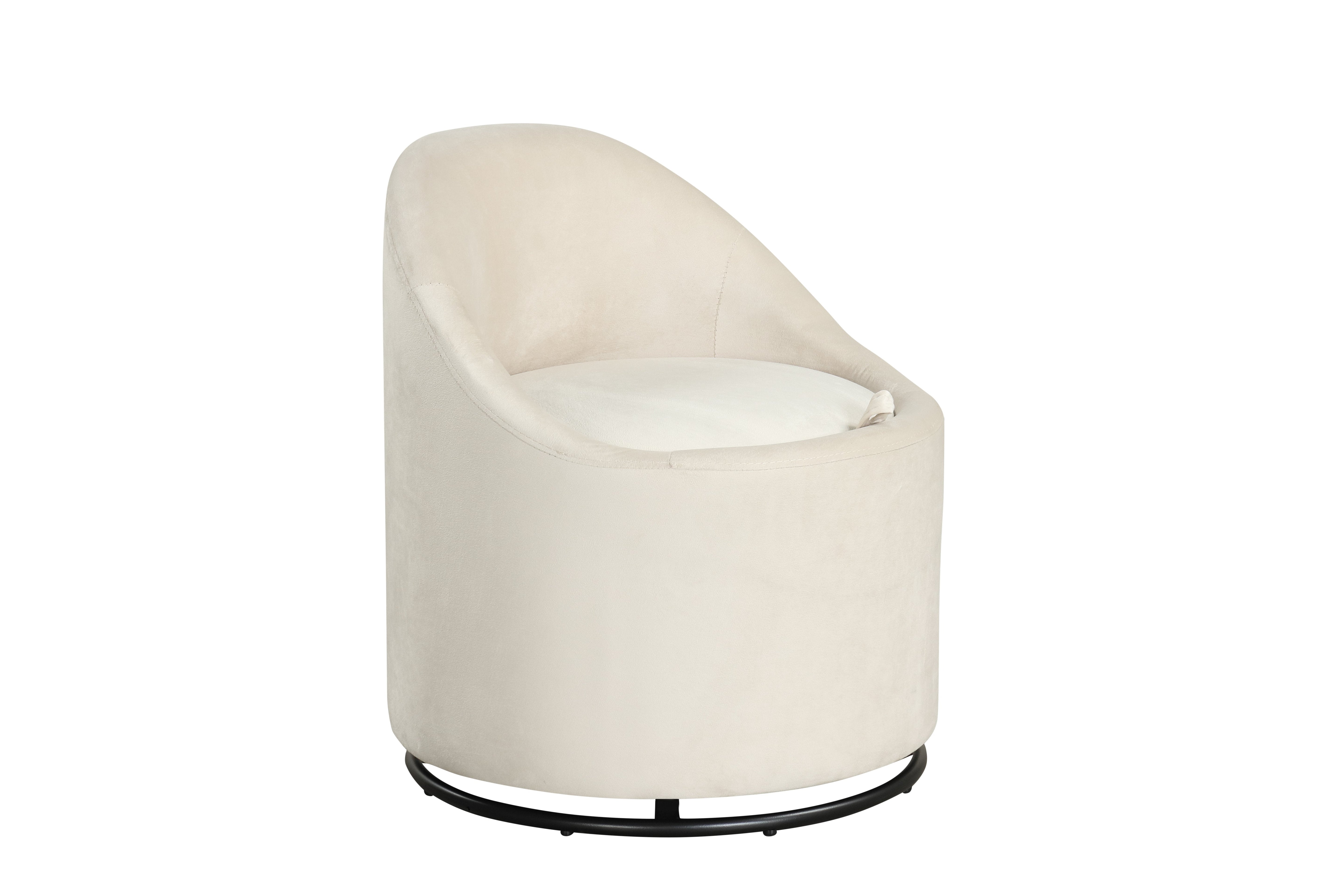 Barrel Chair with Storage 360° Swivel Upholstered Vanity Chair-Beige