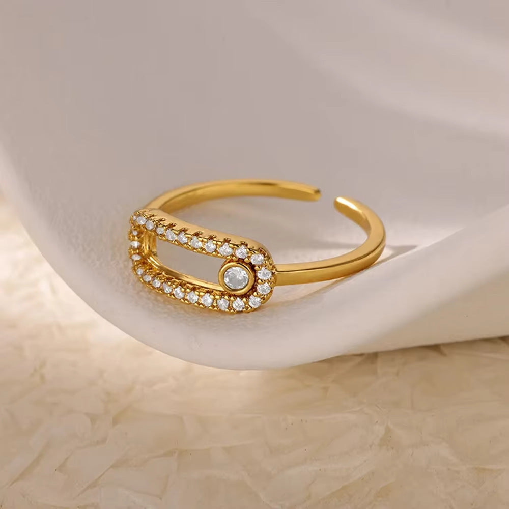 Open Ring Color Crystal Zircon Women