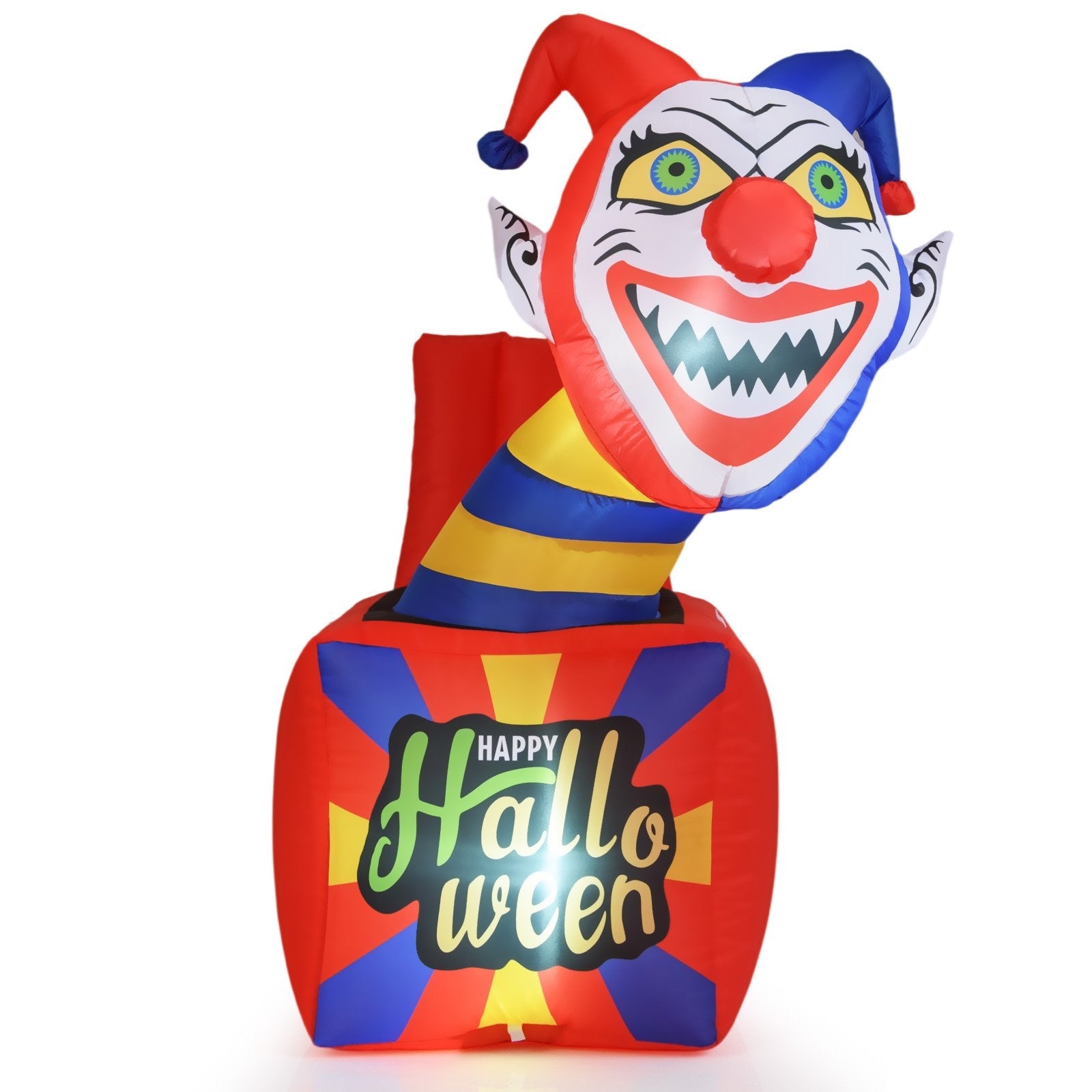 6 Ft Halloween Inflatable Clown with LED Lights for Indoor Outdoor Porch