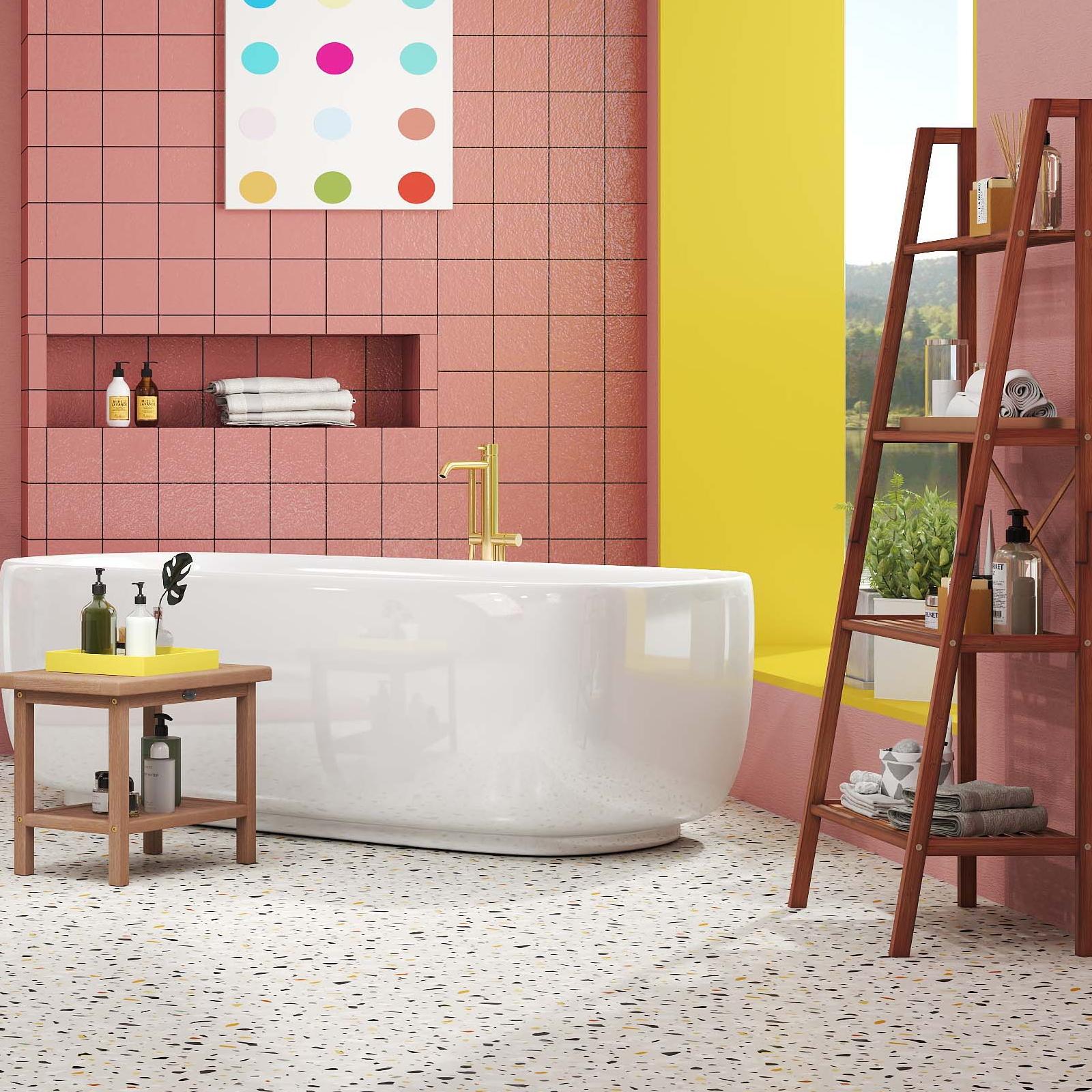 2-Piece Laundry Room Furniture Set: Teak Utility Bench + Bamboo Ladder Shelf