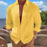 Vertical Striped Shirt Long-sleeve Solid Color Casual