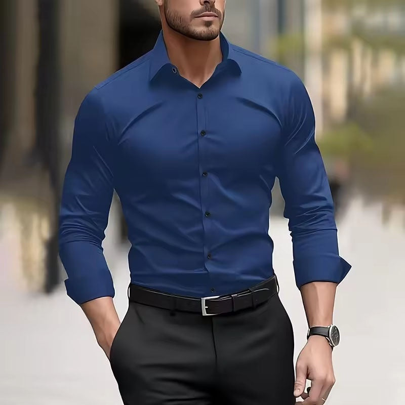 Fashion Personality Four-sided Stretch Shirt Men's Long Sleeve
