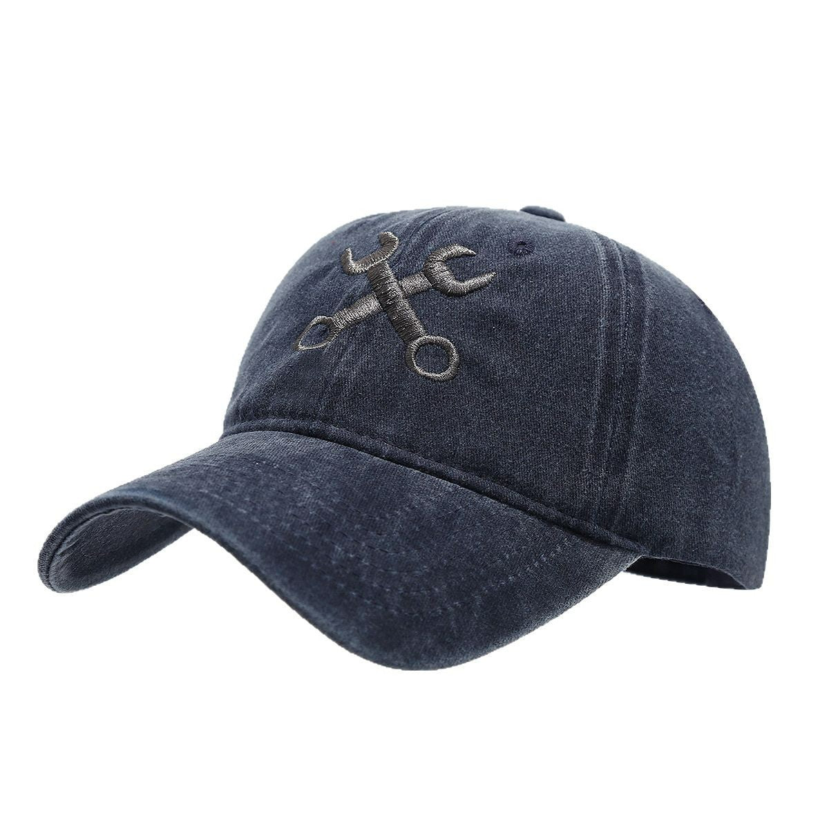 Vintage Distressed Wrench Repairman Hat Soft Top Breathable Washed Peaked Cap