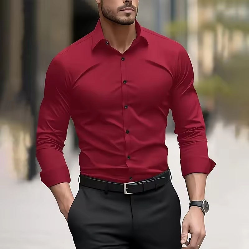 Fashion Personality Four-sided Stretch Shirt Men's Long Sleeve