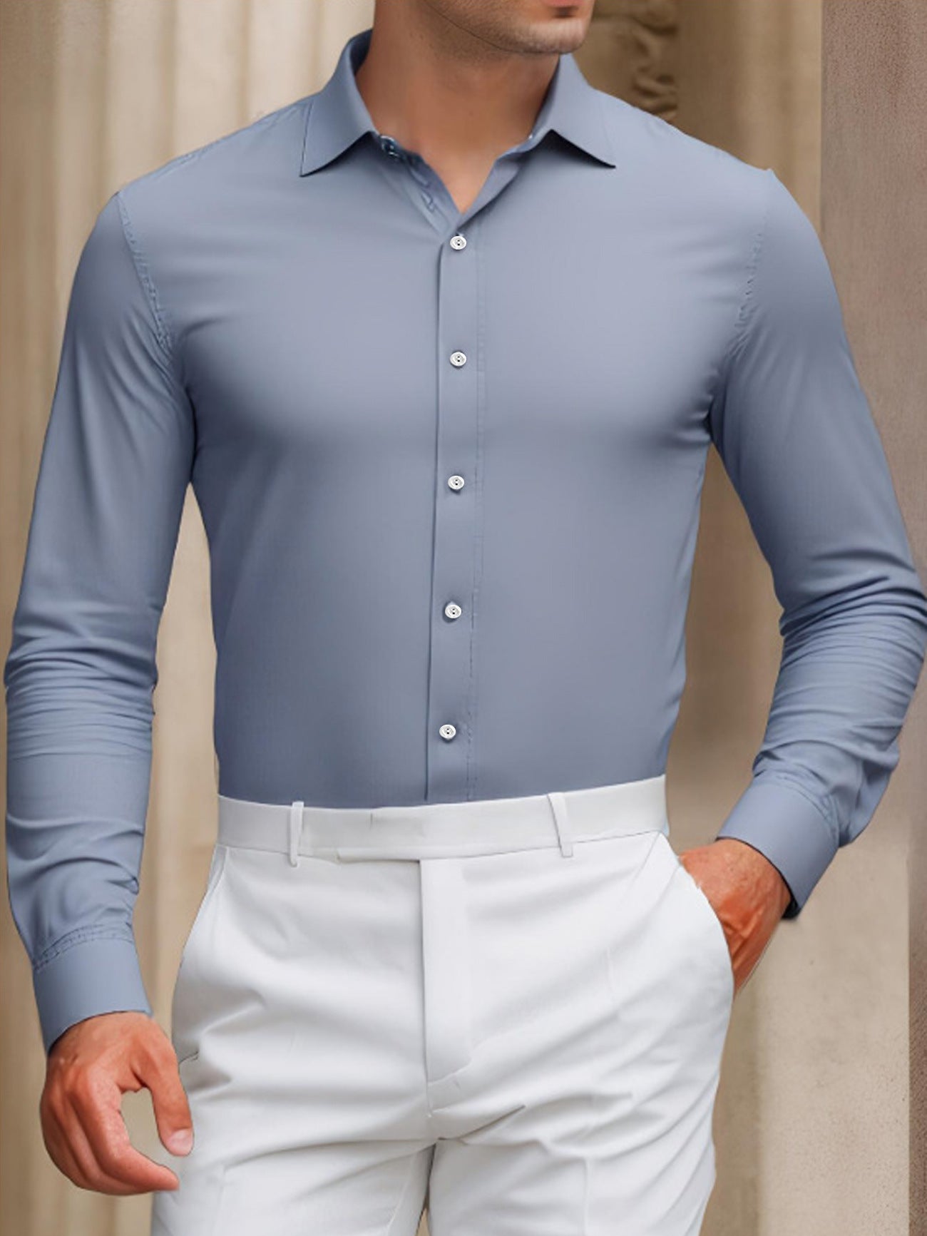 Summer Anti-wrinkle Casual Shirt Men's Long-sleeved Shirt