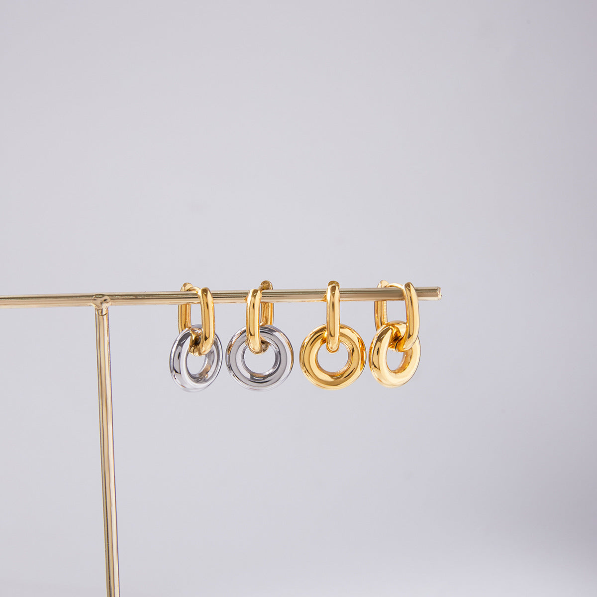 Titanium Steel Double Ring Earrings Light Luxury High Sense Ear Clip