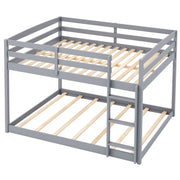 Full Over Full Bunk Bed Low-to-ground Bunk Bed-Gray