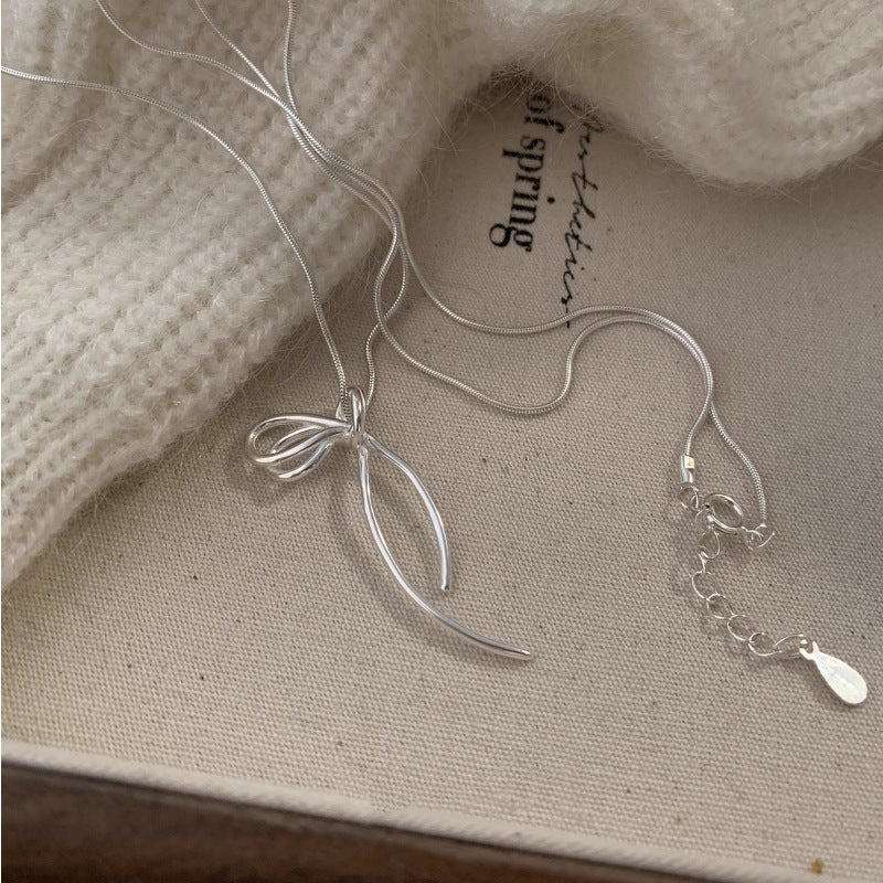 Women's Minimalist Ribbon Bow Necklace