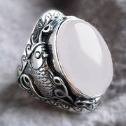 Retro Distressed 925 Silver Plated Southern Red Agate Silver Ring Thai Silver Matte Lace