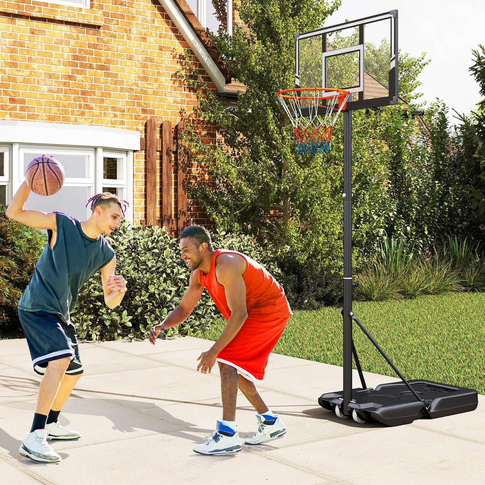 3.3-10 Feet Portable Basketball Hoop Adjustable with Base and Wheels