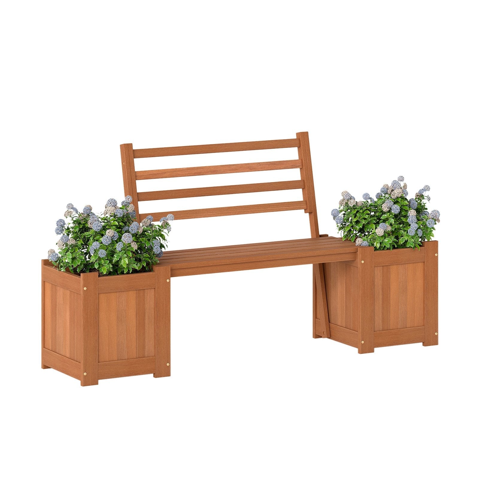 Wood Planter Box with Bench and Backrest for Garden Yard Balcony-36 inches