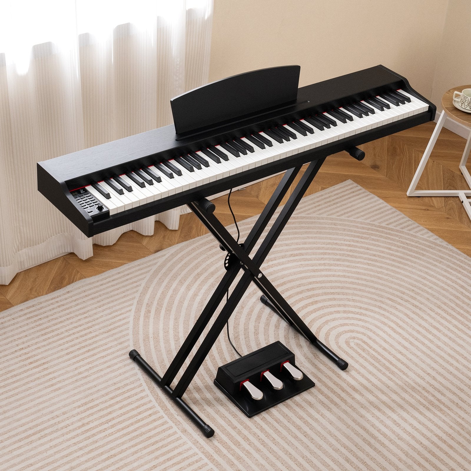 88-Key Keyboard Piano Set with Adjustable Stand-Black