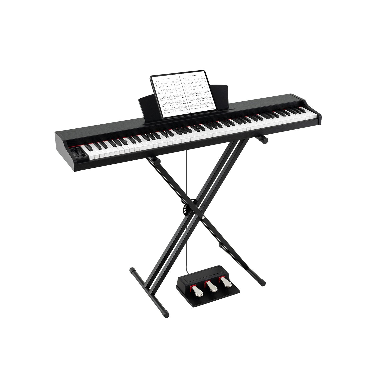 88-Key Keyboard Piano Set with Adjustable Stand-Black