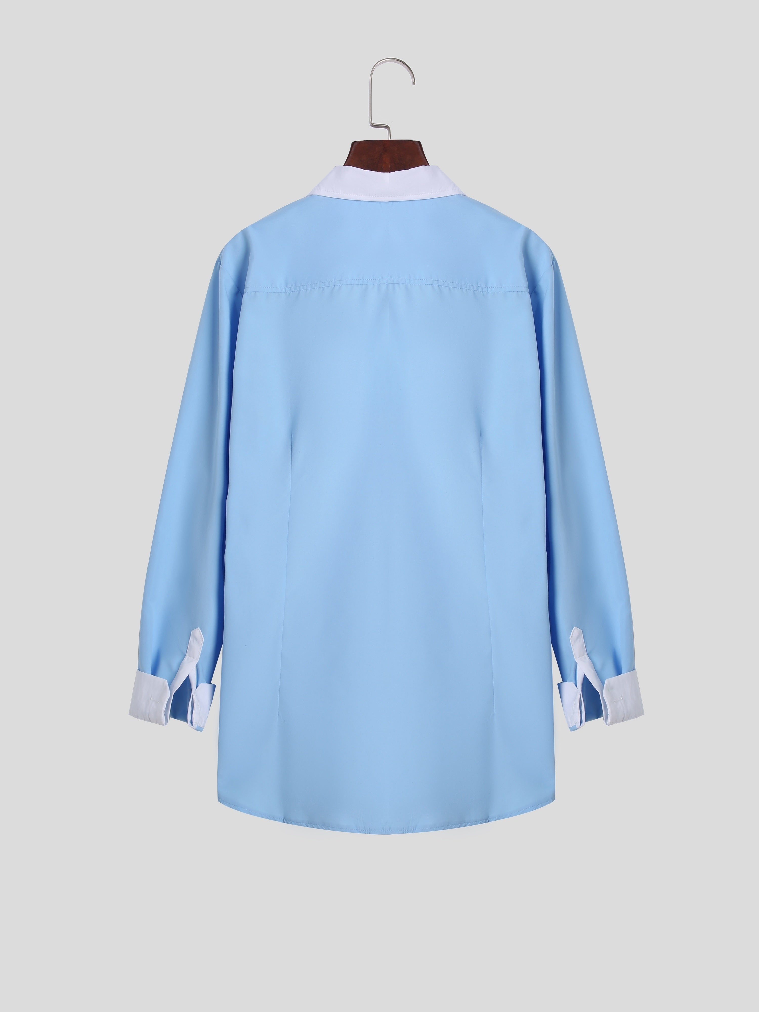 A Stylish Business Shirt For Teenagers And A Long-sleeved Shirt With Contrasting Colors