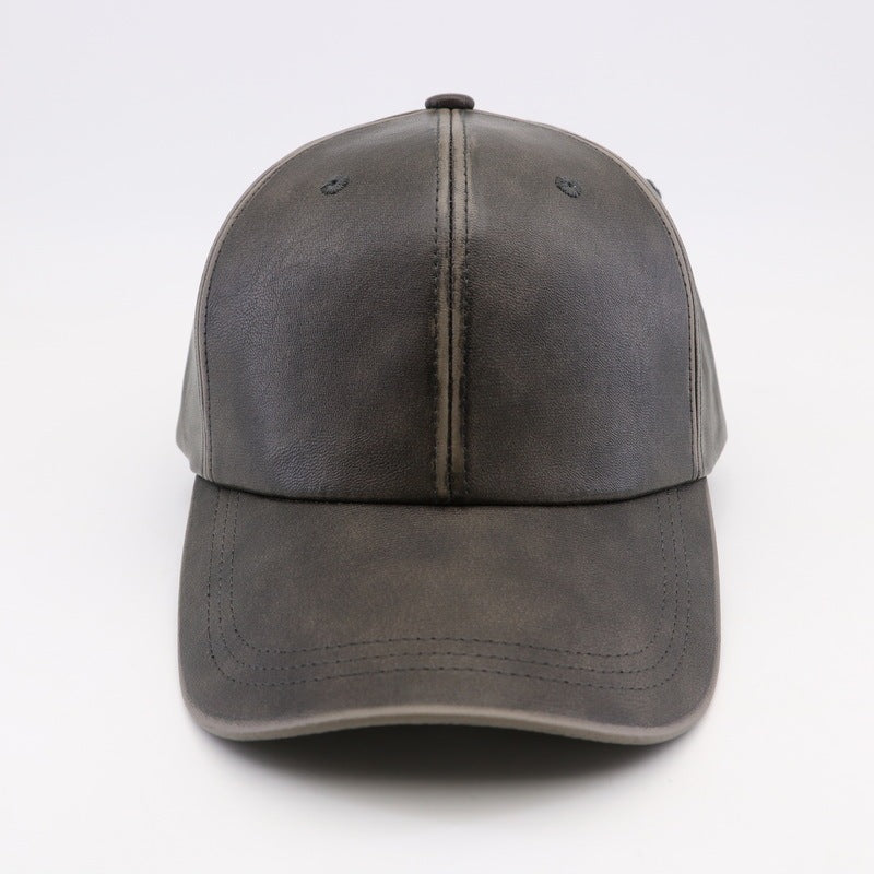 Washed And Worn PU Fashion All-match Street Travel Hard Top Peak Cap Baseball