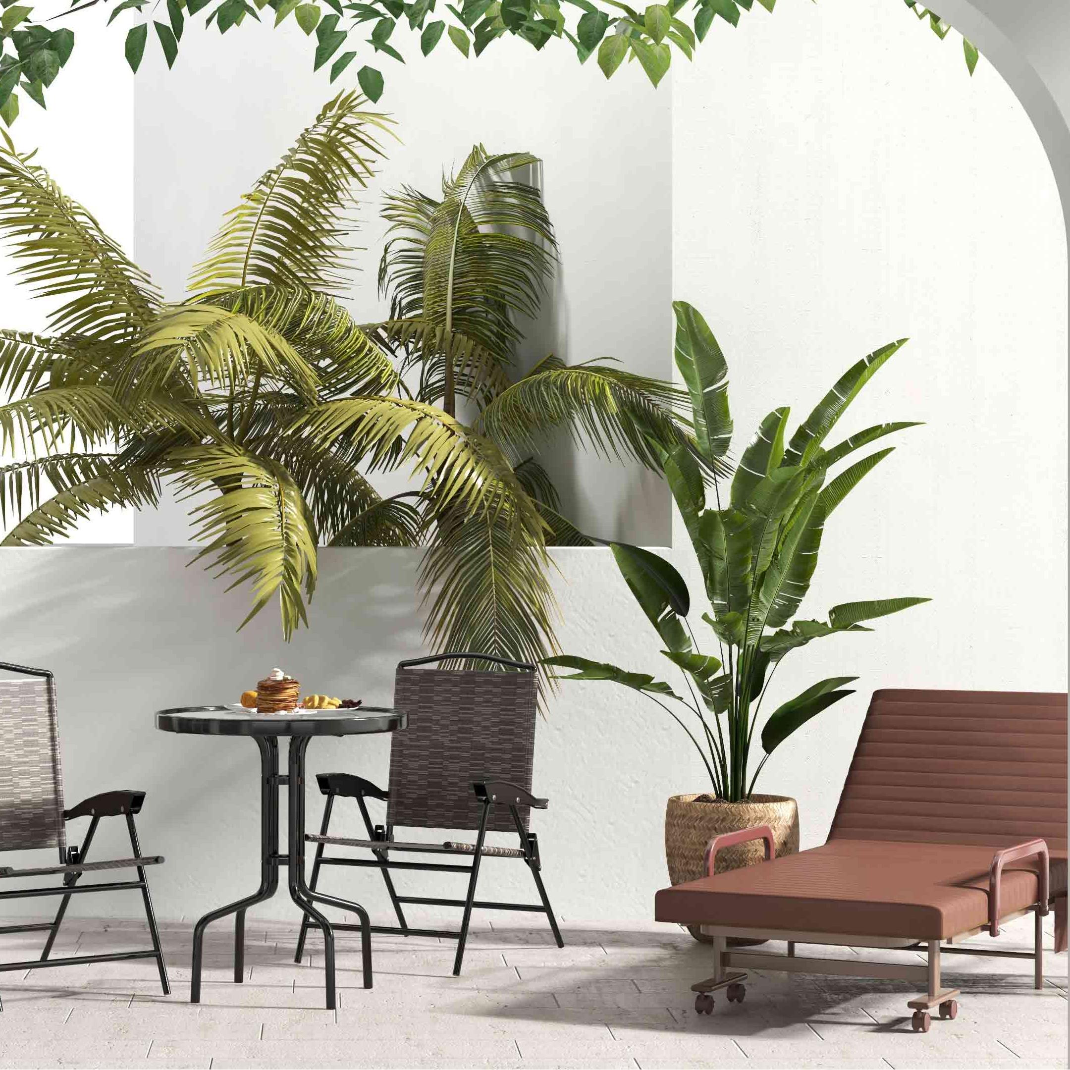 8-Piece Outdoor Furniture Set-Solar Umbrella  Bistro Set  Conversation Set  Chaise Lounger  Folding Bed  Side Table  Swing Chair & Dining Set