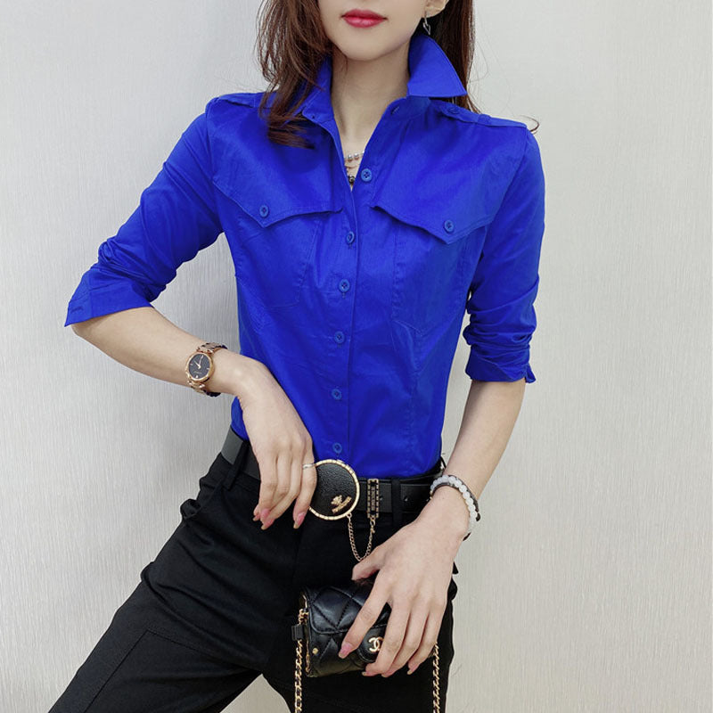 Solid Color Long-sleeved Shirt Women's Younger Shirt