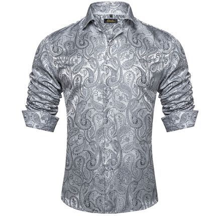 Polo Collar Men's Leisure Sports Long Sleeve Button Top Shirt