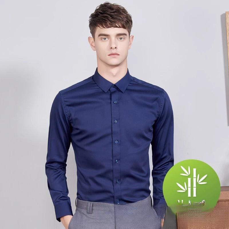 Bamboo Fiber Men's Long-sleeved Autumn Stretch Business Shirt