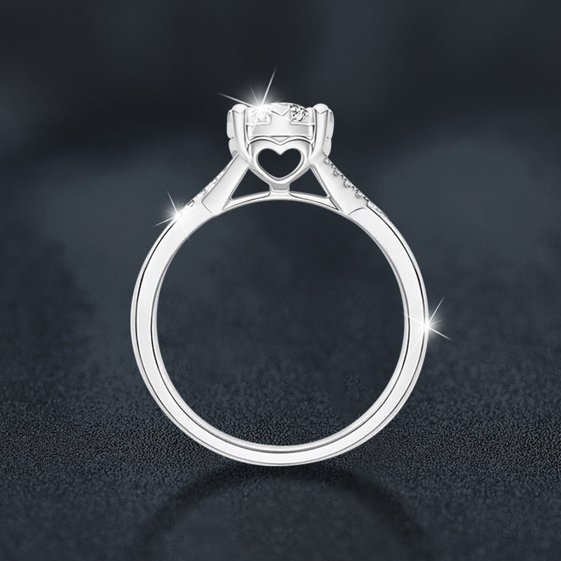 Silver Ring Women's High-grade Classic Four-claw Interwoven Snowflake Ornament