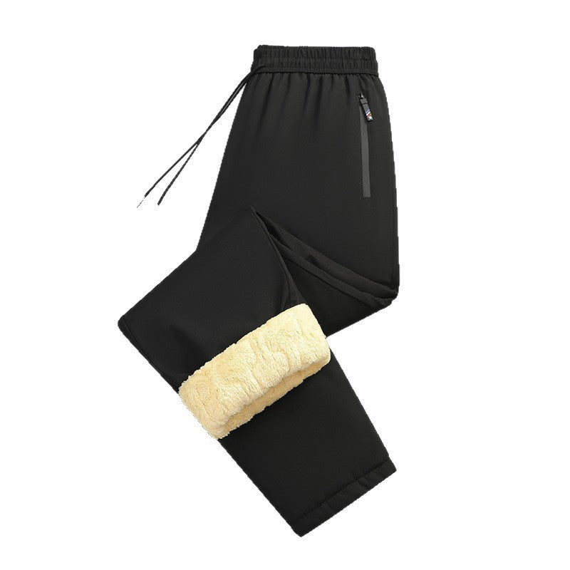 Plus-sized Plus Size Cashmere Fleece-lined Thickened Winter Wear Warm And Loose Straight Casual Pants