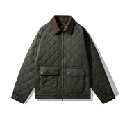 Corduroy Jacket Rhombus Plaid Cotton-padded Jacket Cotton-padded Coat