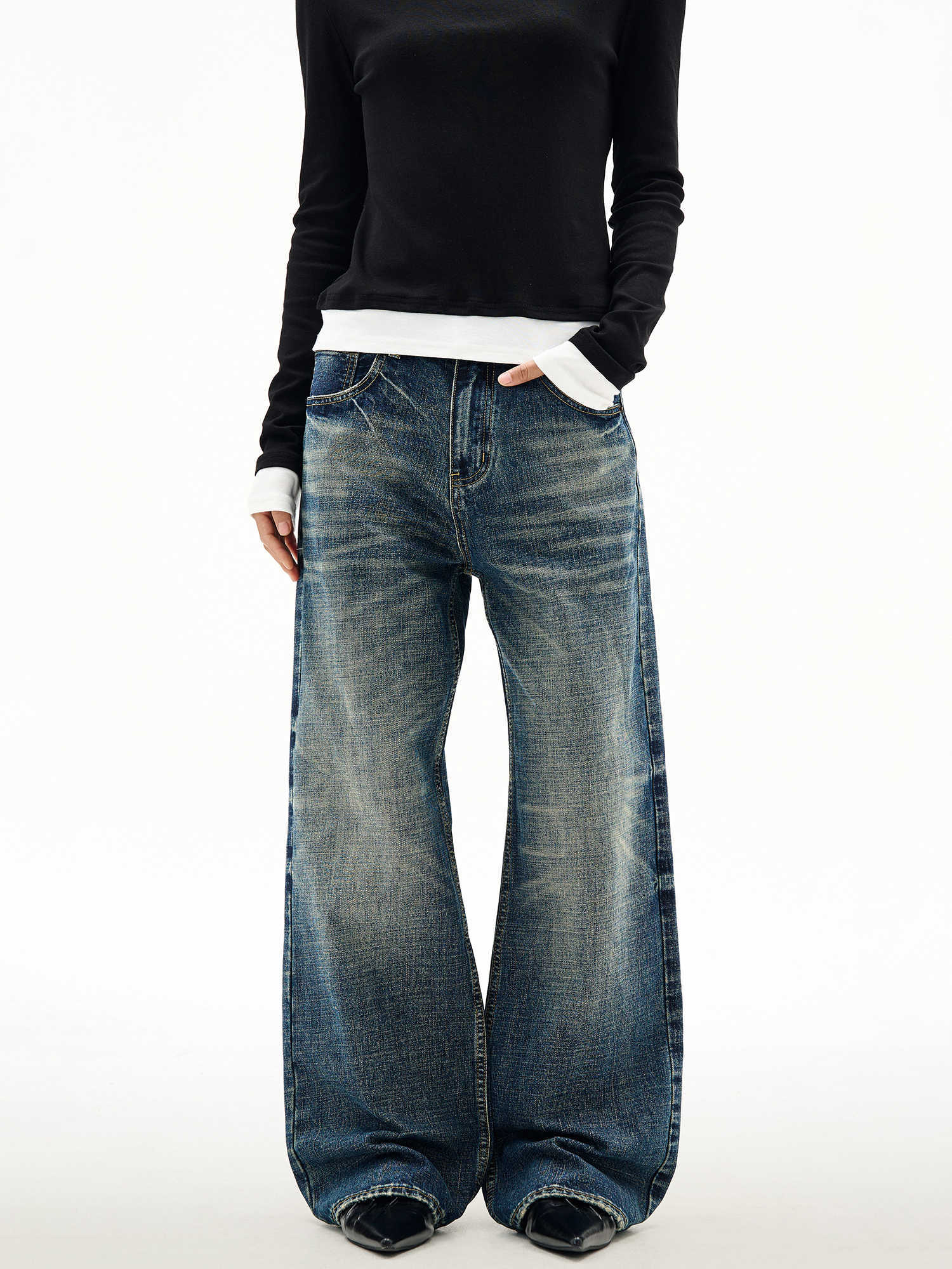 Wide Leg Jeans Men's Spring And Autumn Straight Loose Trousers