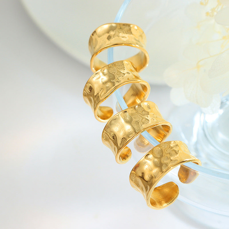 Uneven Handmade Ring Opening Design Titanium Steel