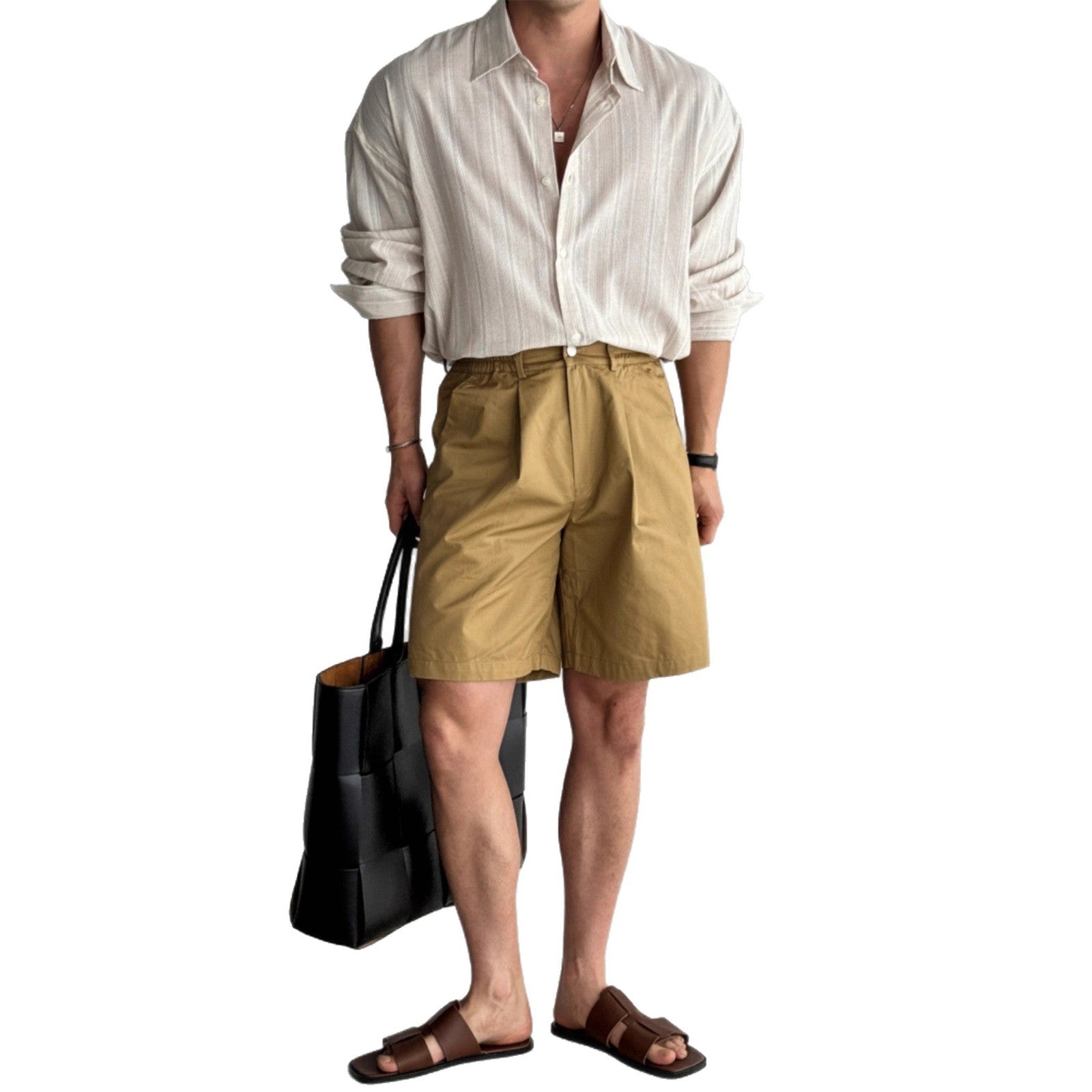 Men's Casual Korean Style Loose Vintage Striped Shirt