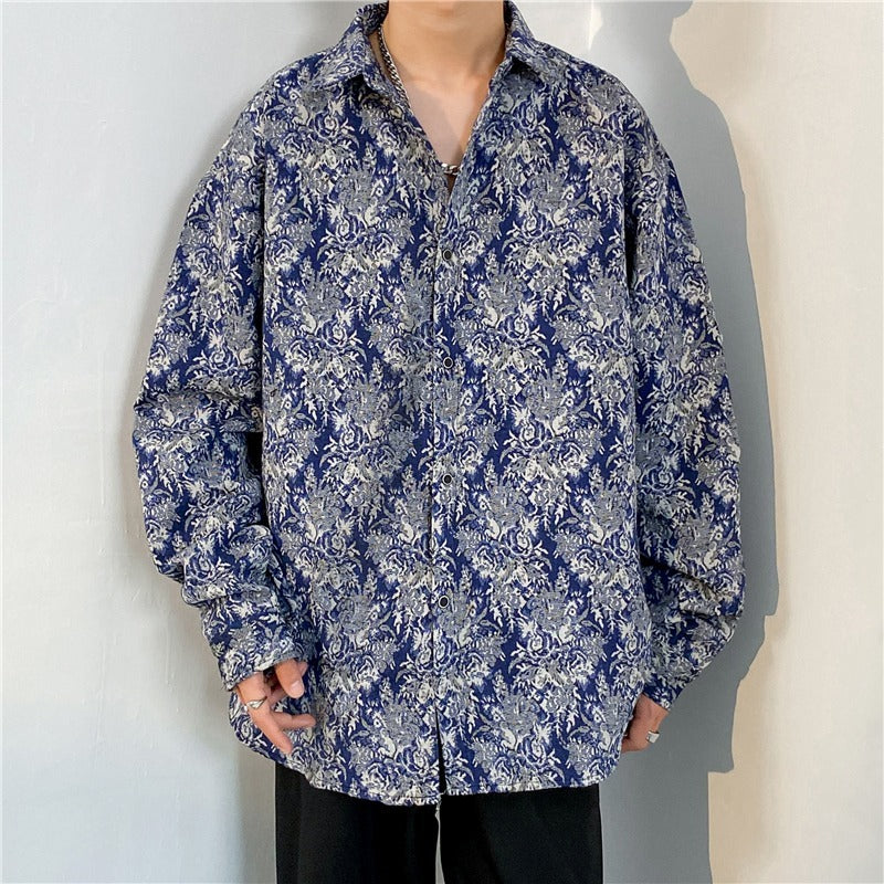 Loose Autumn And Winter Japanese-style Retro Ethnic Style Couple Long Sleeve Shirt