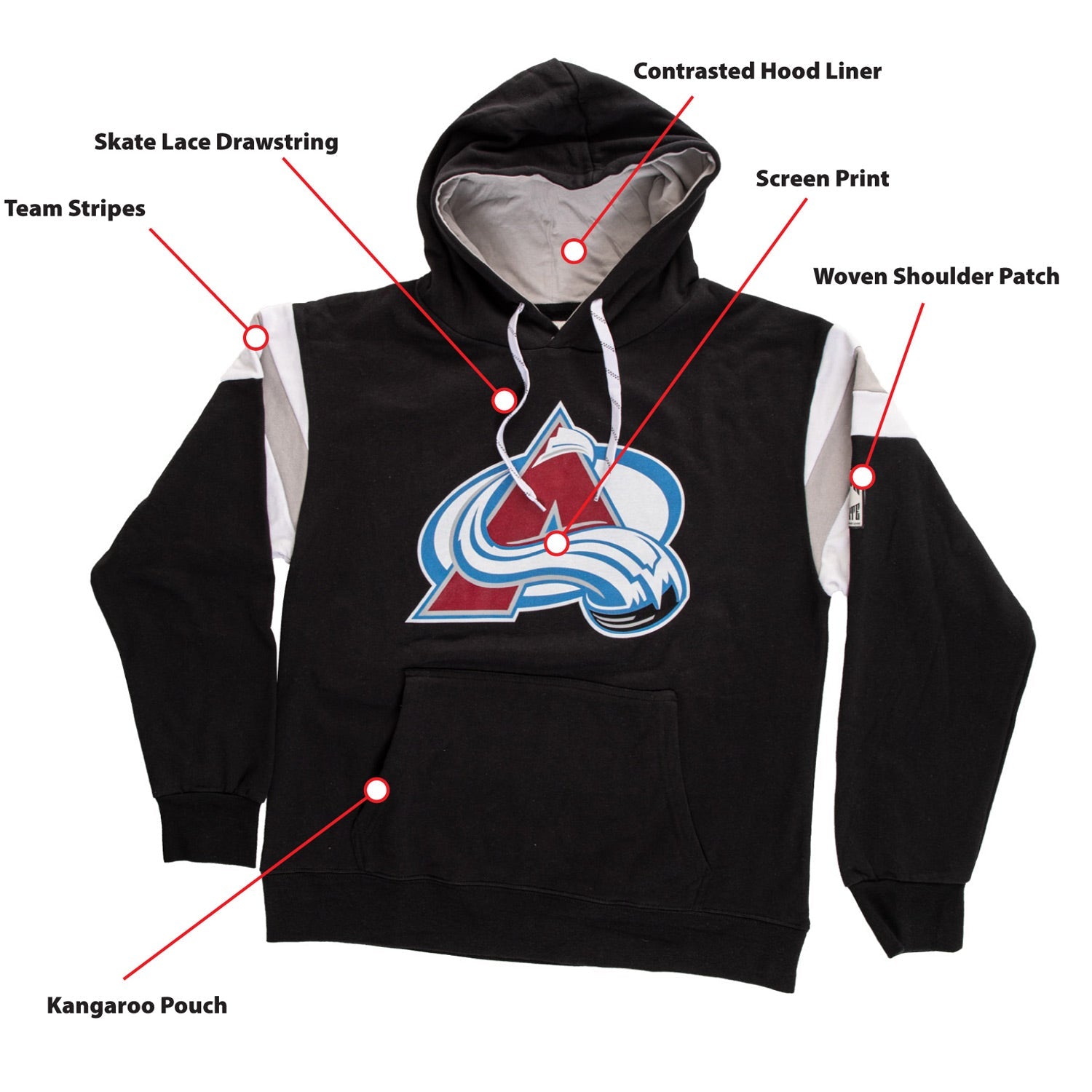 Colorado Avalanche Varsity Retro Style Hoodie