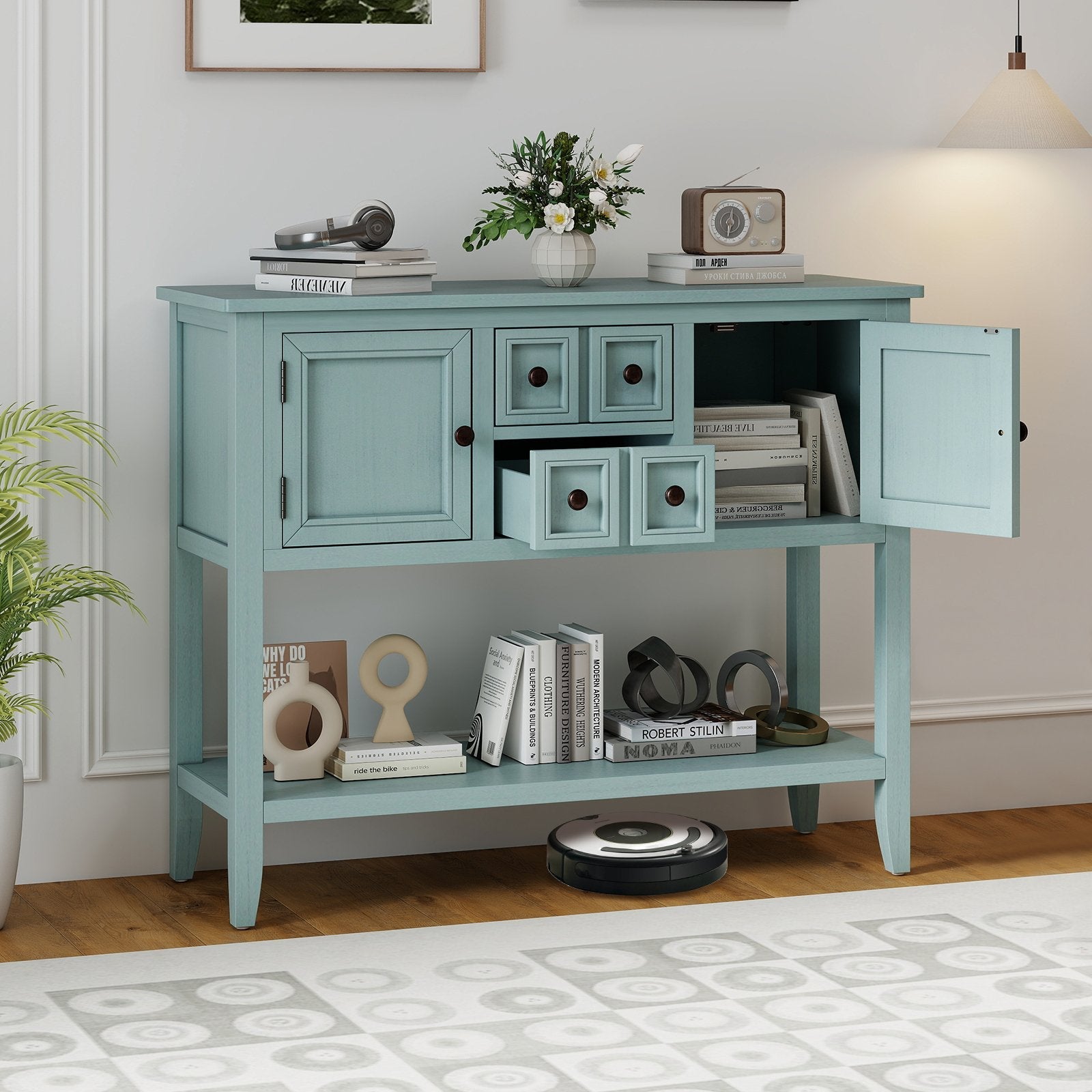 Buffet Sideboard Cabinet with 2 Doors and 2 Drawers-Blue