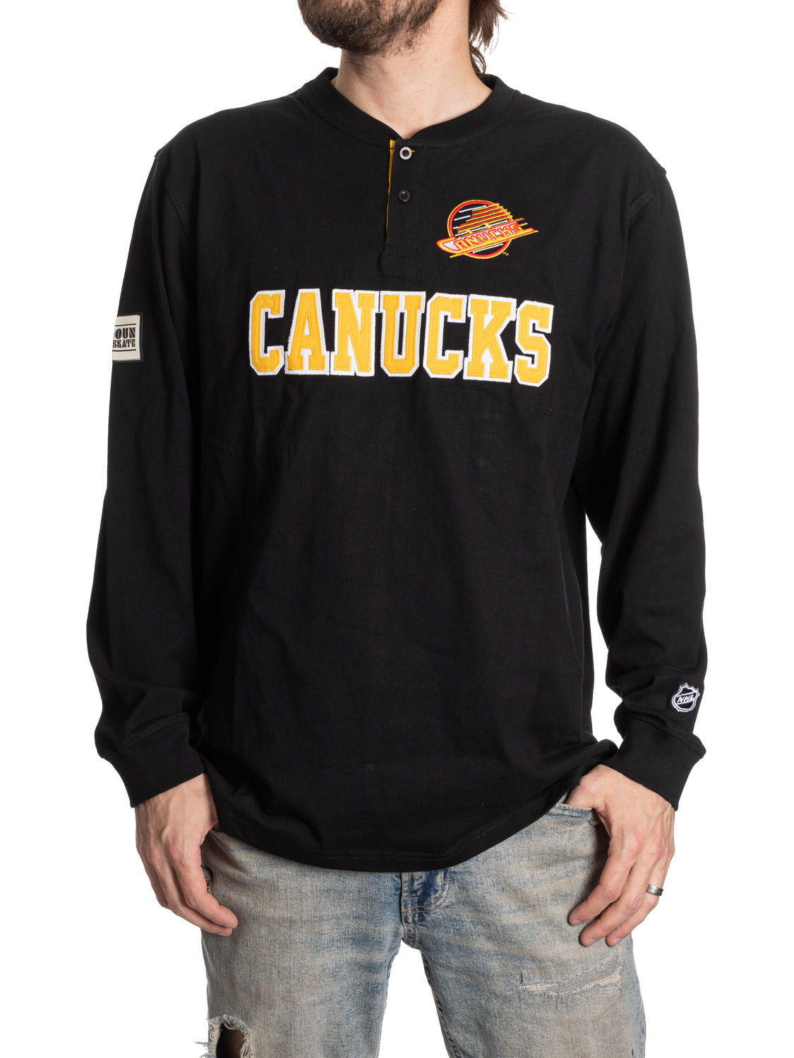Retro Vancouver Canucks Long Sleeve Henley