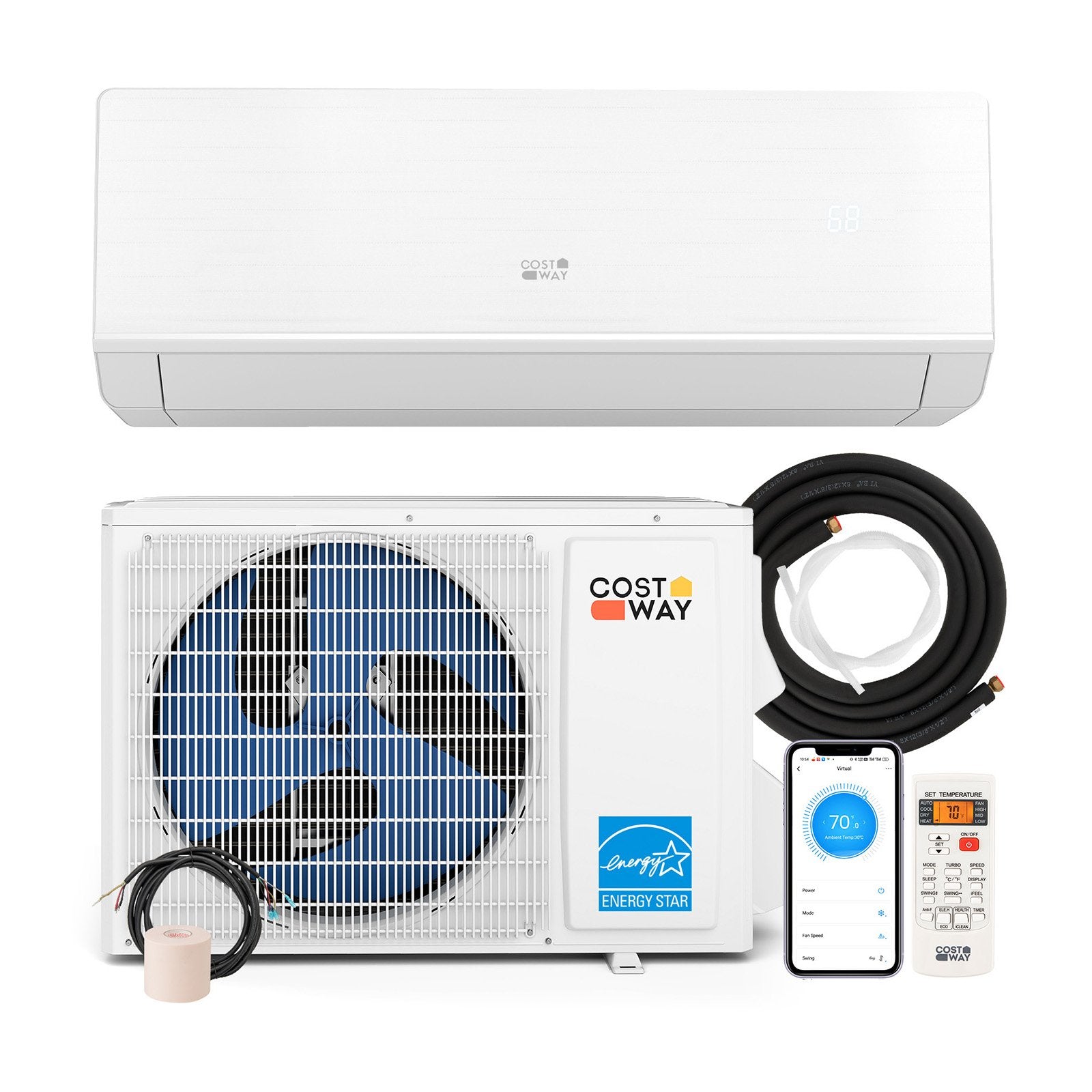 Energy Star Certified 12000 BTU 24 SEER2 115V Ductless Mini Split Air Conditioner and Heater WiFi Enabled