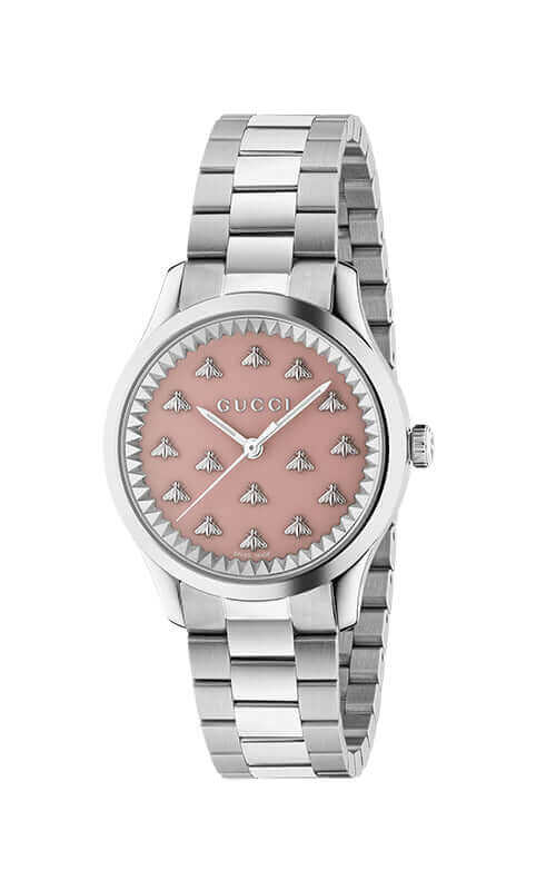 GUCCI G-Timeless Pink Laquered Multi-Bee Watch YA1265033