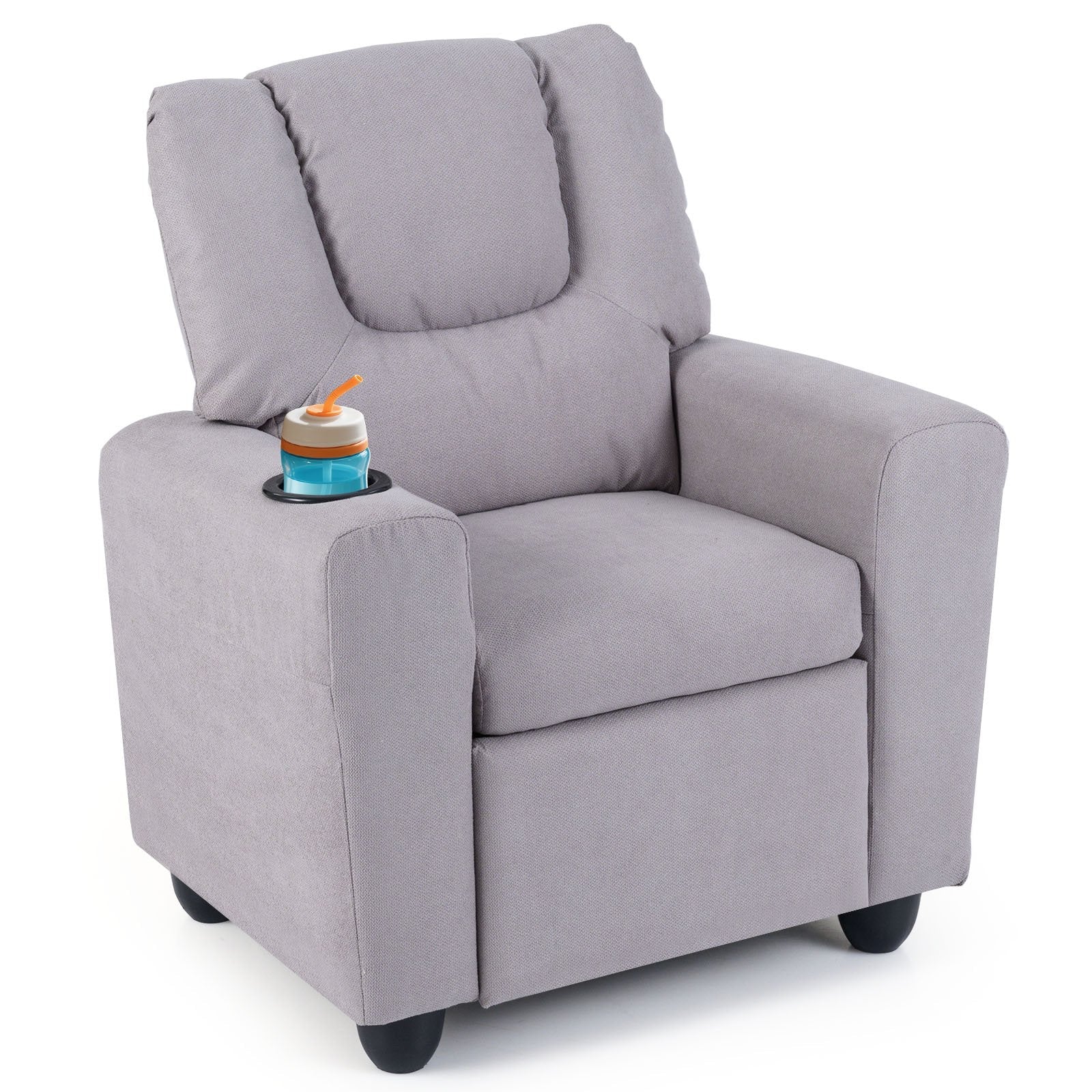 Kids Recliner Chair Push Back Toddler Reclining Armchair with Cup Holder-White