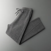 Men's Solid Color Wool Lace-up Wide-leg Pants